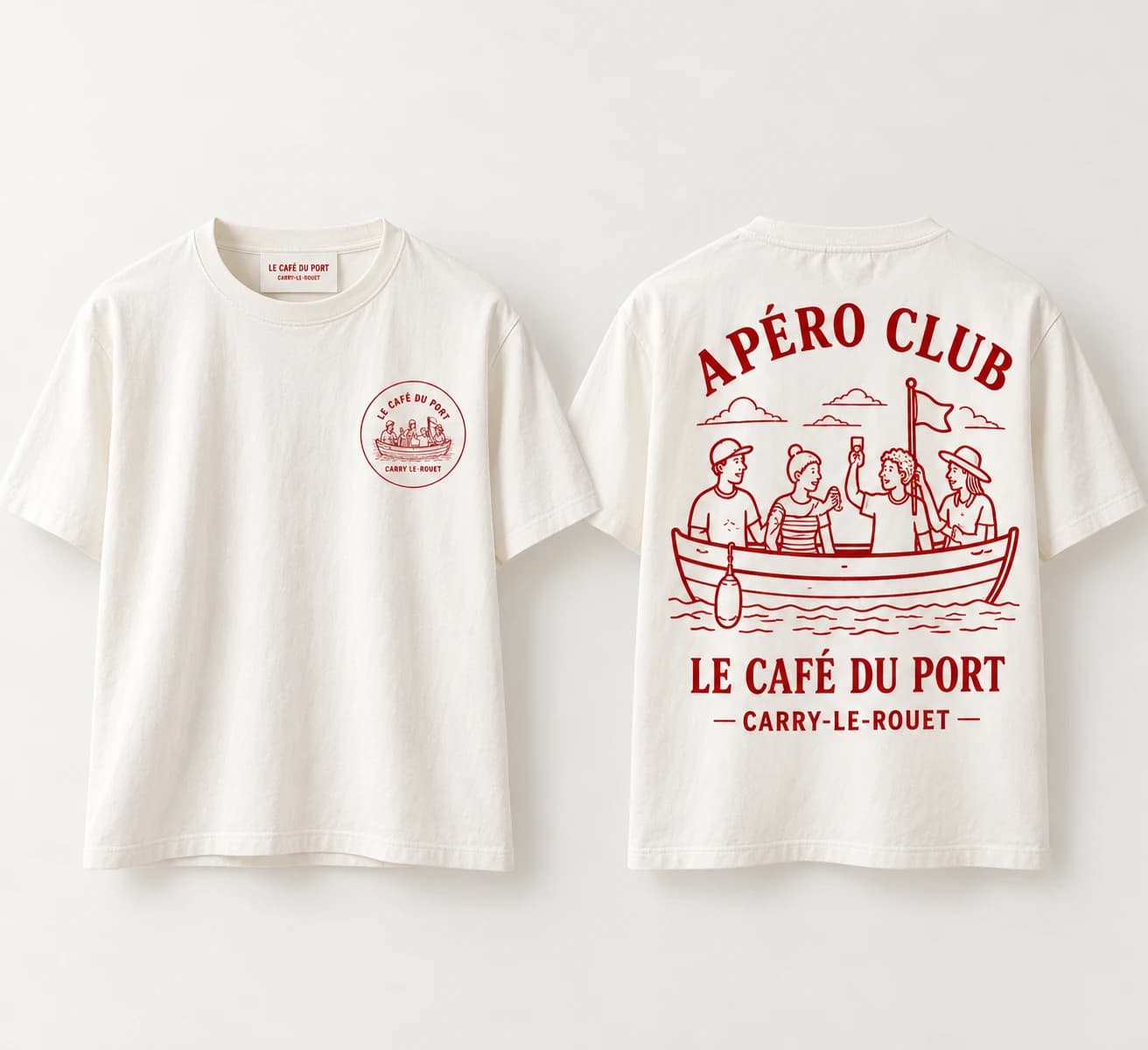 T-shirt Le Bateau, framboise, vu de face et de dos