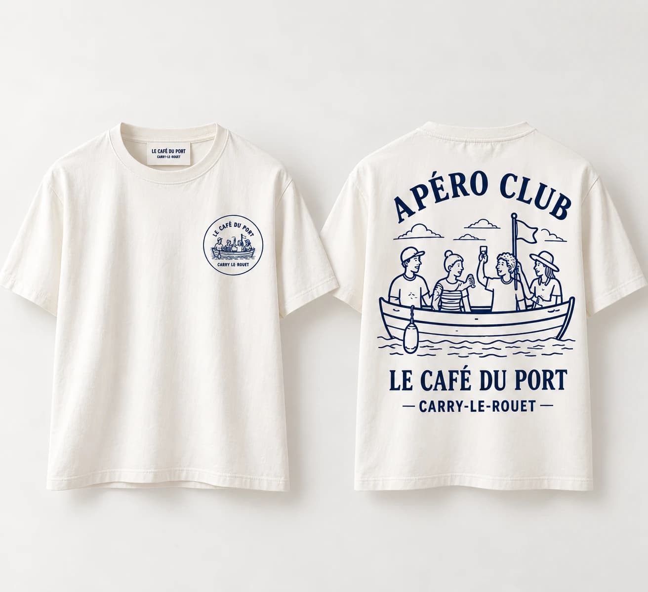 T-shirt Le Bateau, marine, vu de face et de dos