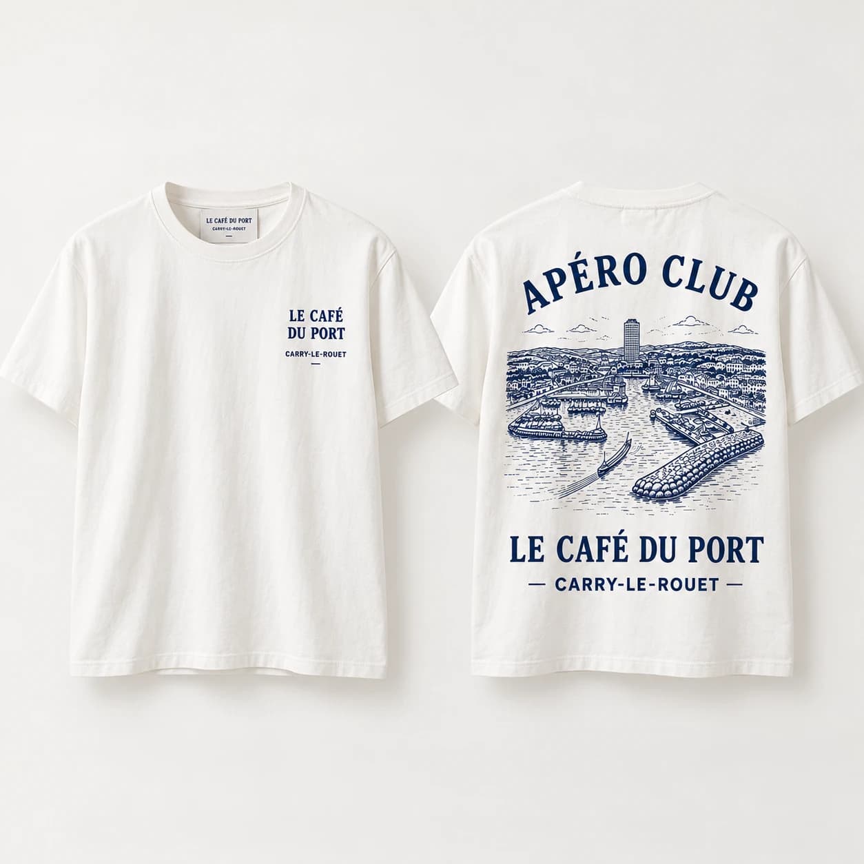 T-shirt Le Port, marine, vu de face et de dos